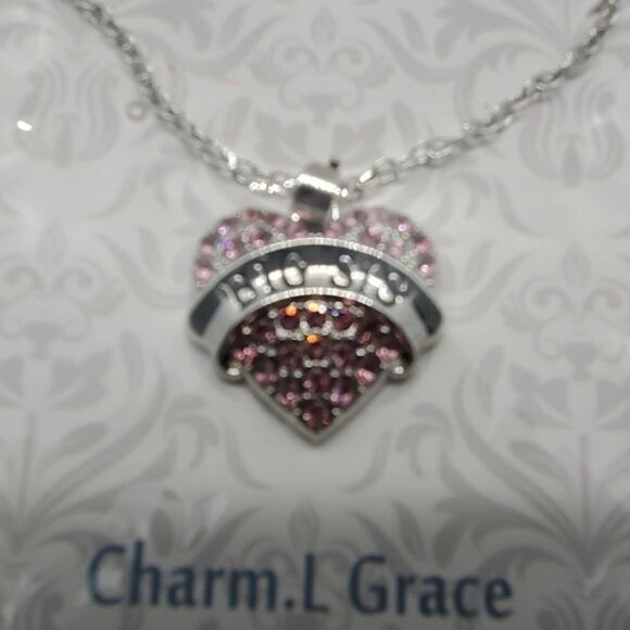 NWT Charm.L Grace Silver & Pink Big Sis Necklace - Picture 4 of 4